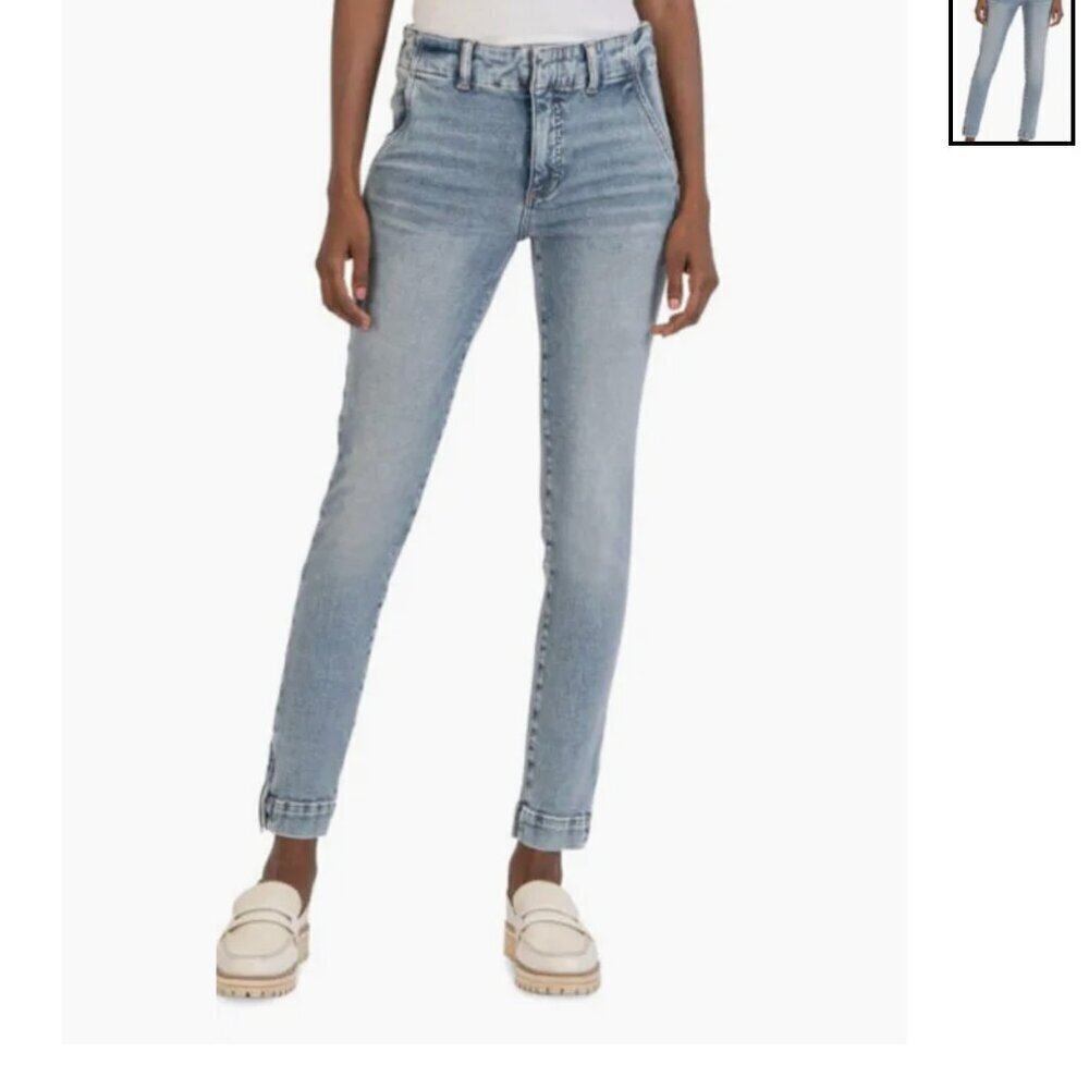 KUT from the Kloth Reese High Waist Zip Hem Ankle Slim Straight Jeans Jazzy 10L